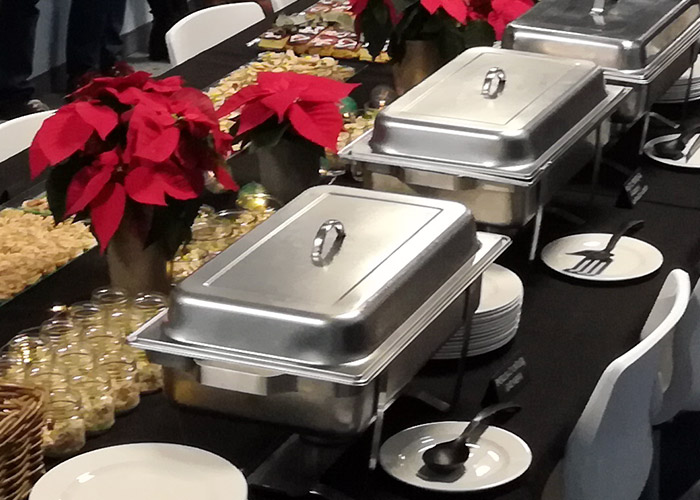 holiday table with food