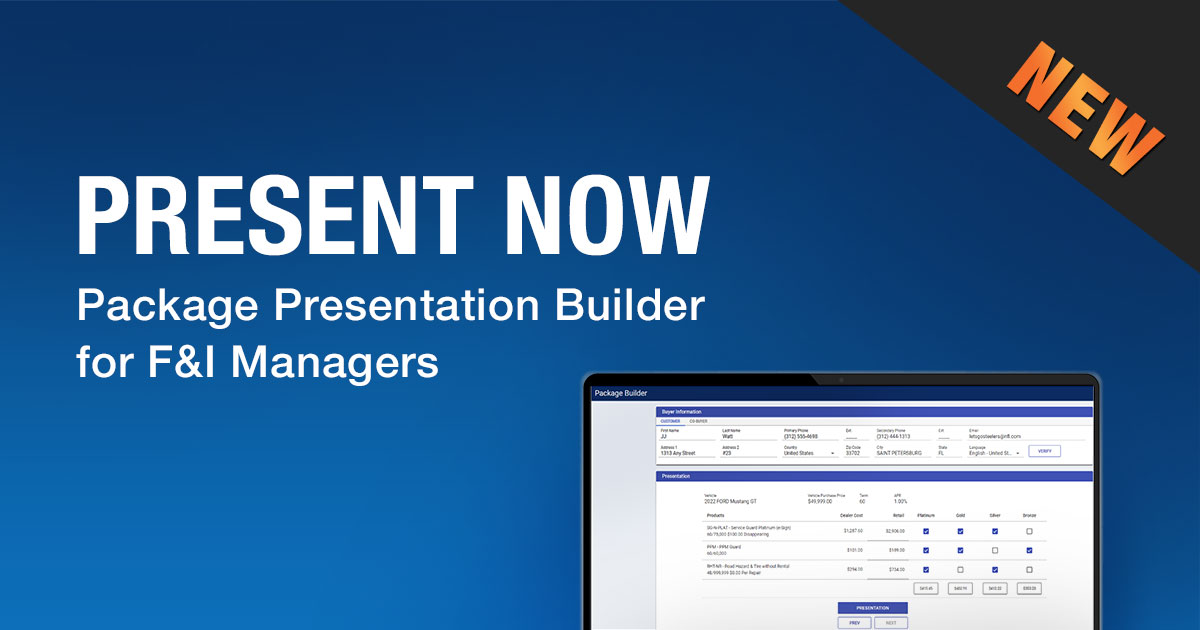 Present Now Package Presentation Builder for F&I Managers