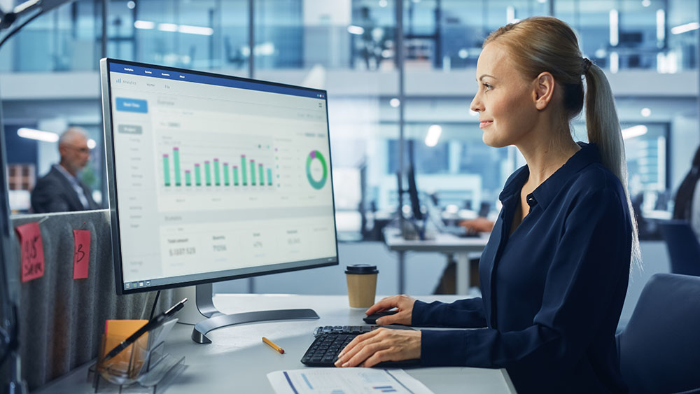 Woman working at desk in office