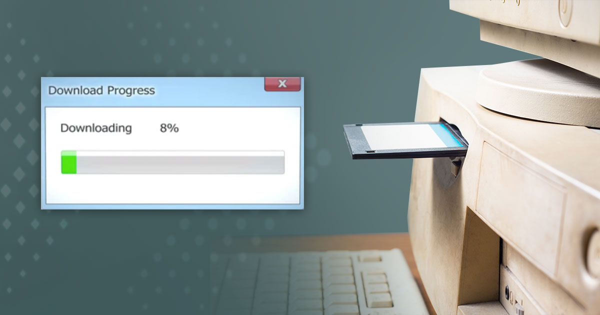outdated technology - computer with floppy disk